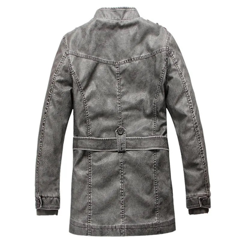 West Louis Winter PU Moto Long Leather Jacket
