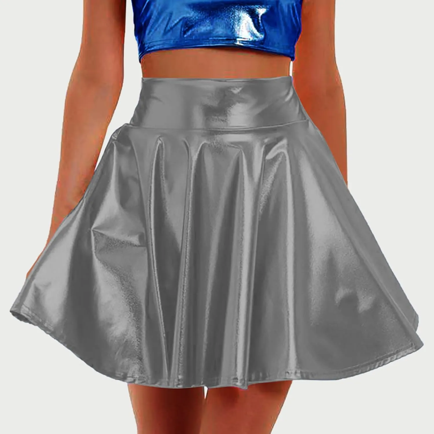 White Skirt Women Pleated Casual Curvy Hem Skirts Pure High Waisted Plus Size Baggy Skirt Performance Cosplay Skirt