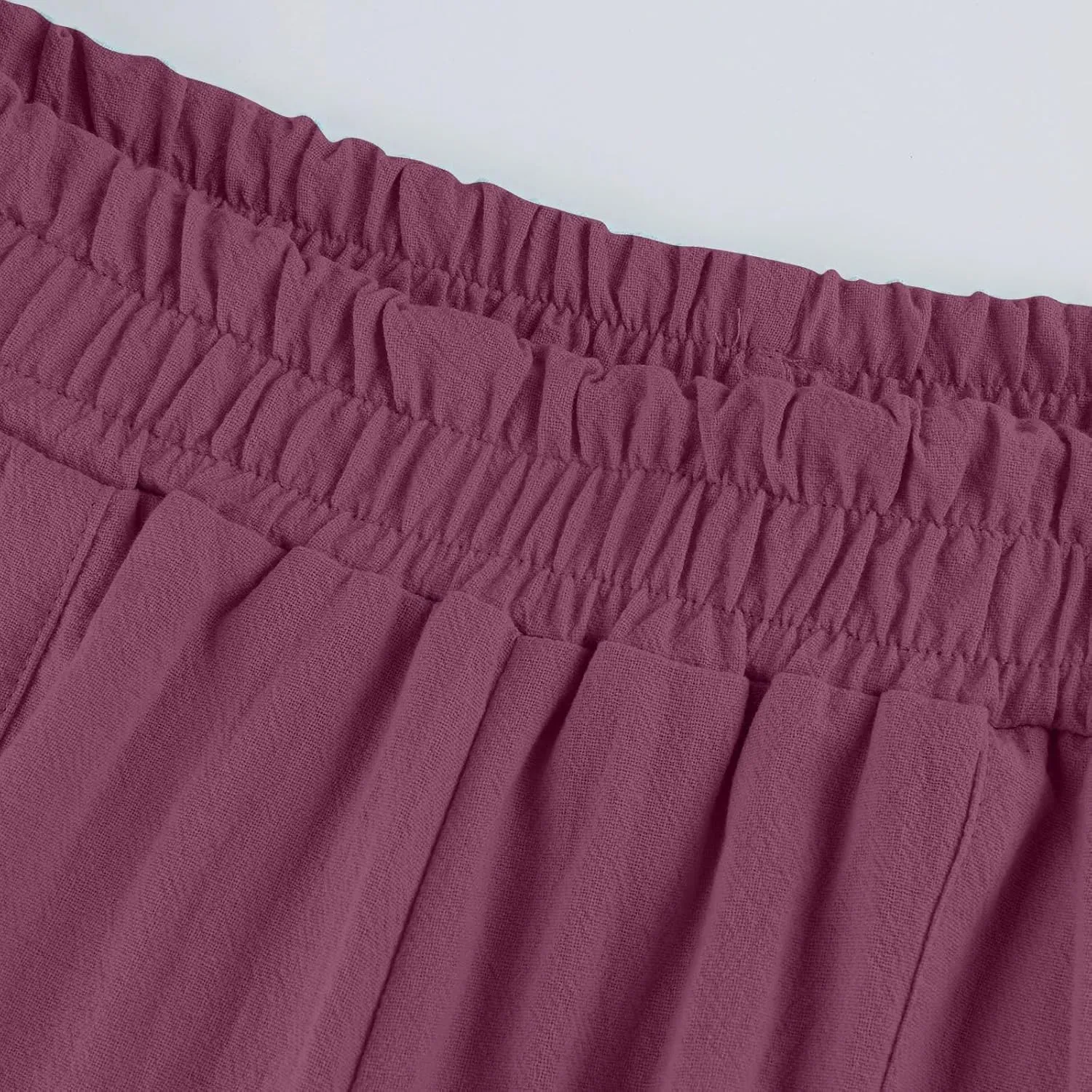 Wide Leg Linen Pants for Women Summer Palazzo Flowy Capri Palazzo Flowy Pants Casual High Waist Trousers with Pockets