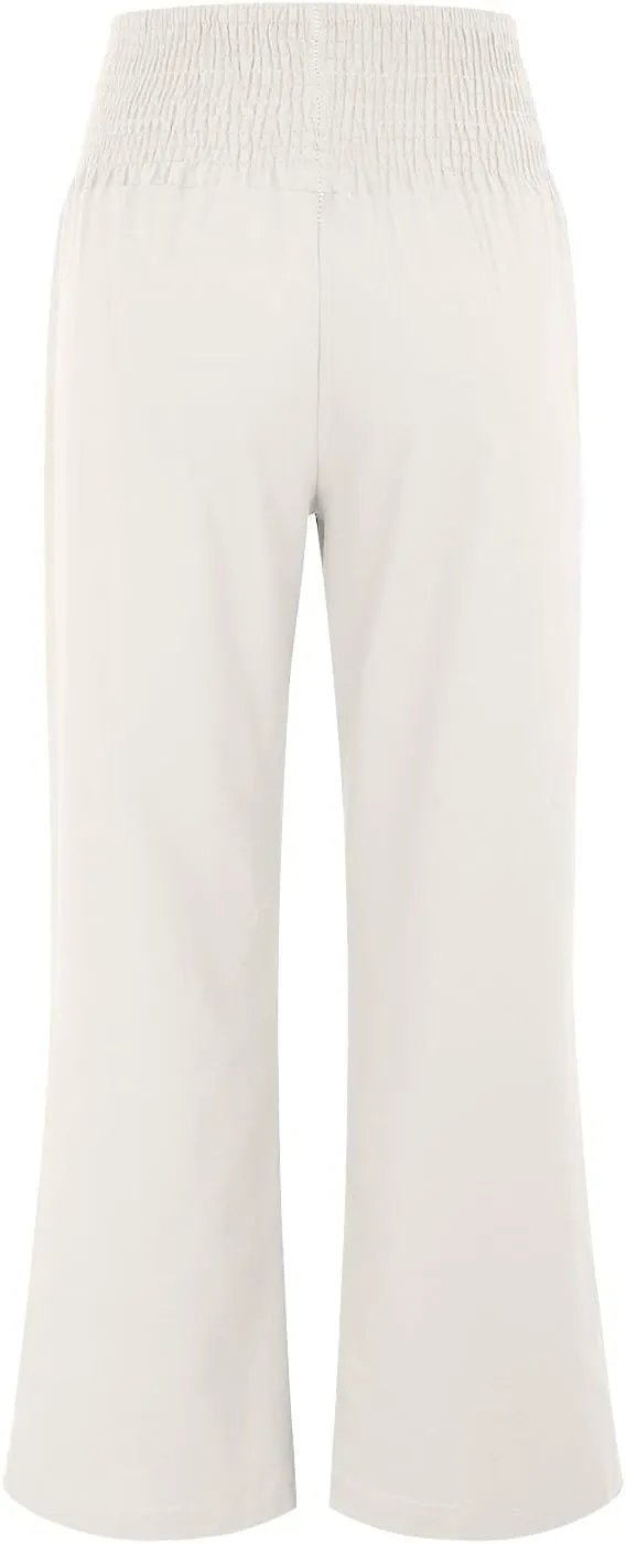 Wide Leg Pants for Women Yoga Work Pants with Pocketsc Pull on High Waist Lounge Sweatpants Casual Loose Dress Pants