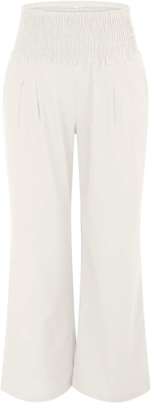Wide Leg Pants for Women Yoga Work Pants with Pocketsc Pull on High Waist Lounge Sweatpants Casual Loose Dress Pants