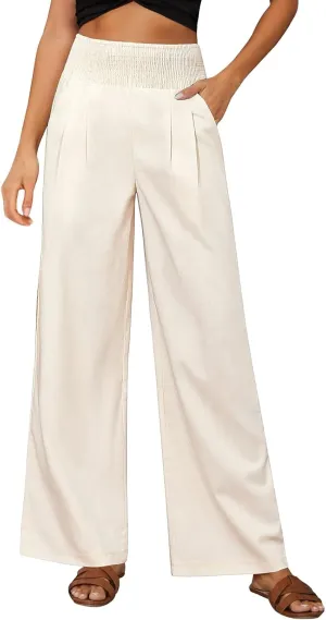 Wide Leg Pants for Women Yoga Work Pants with Pocketsc Pull on High Waist Lounge Sweatpants Casual Loose Dress Pants