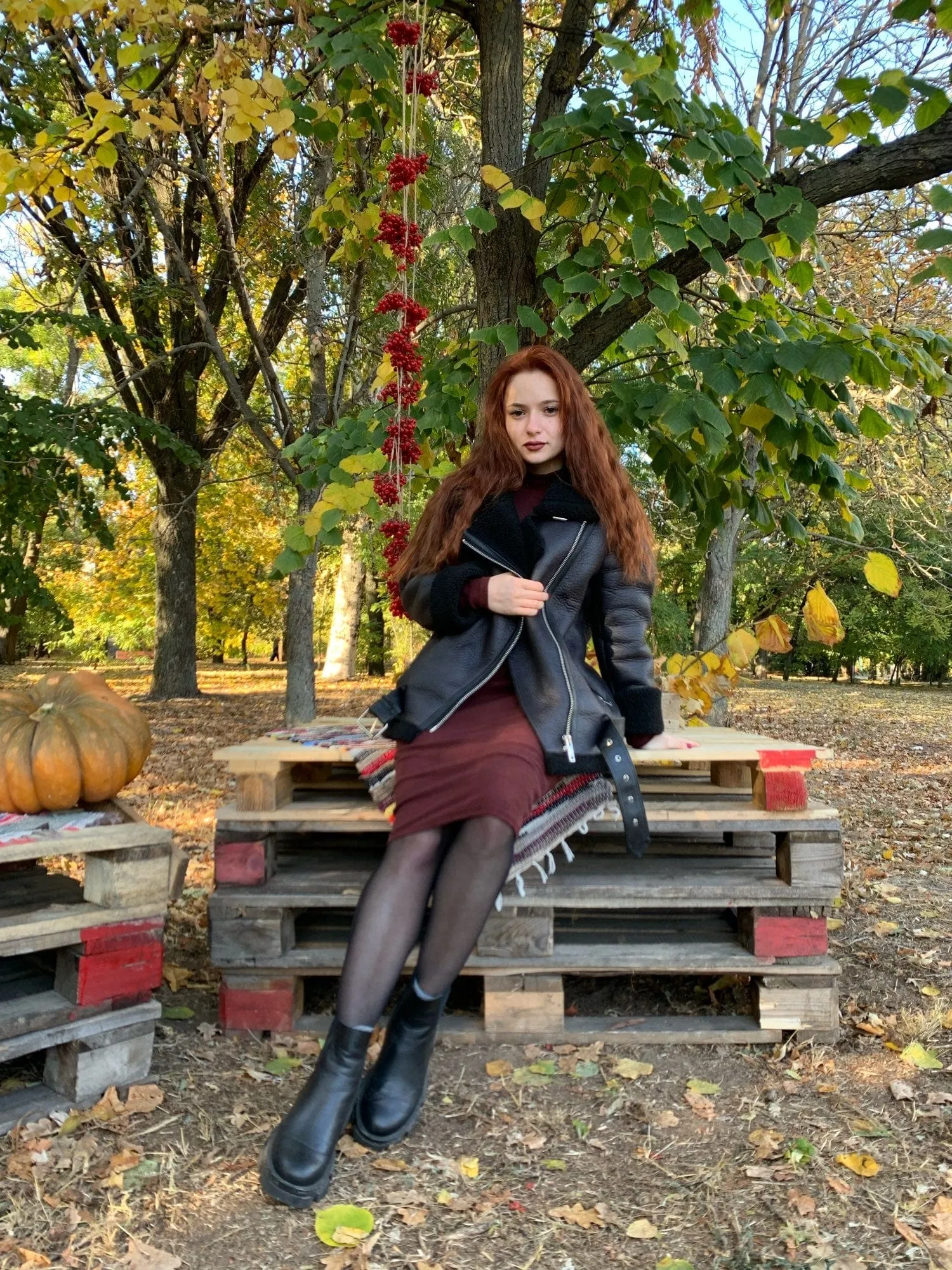Winter Woman PU Faux Leather Jackets Sheepskin coats
