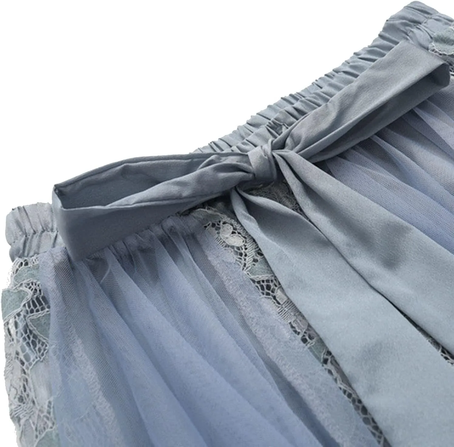 Women A Line Tulle Tutu Skirts Elastic High Waisted Plus Size Stretch Maxi Skirt Pleated Party Summer Dress