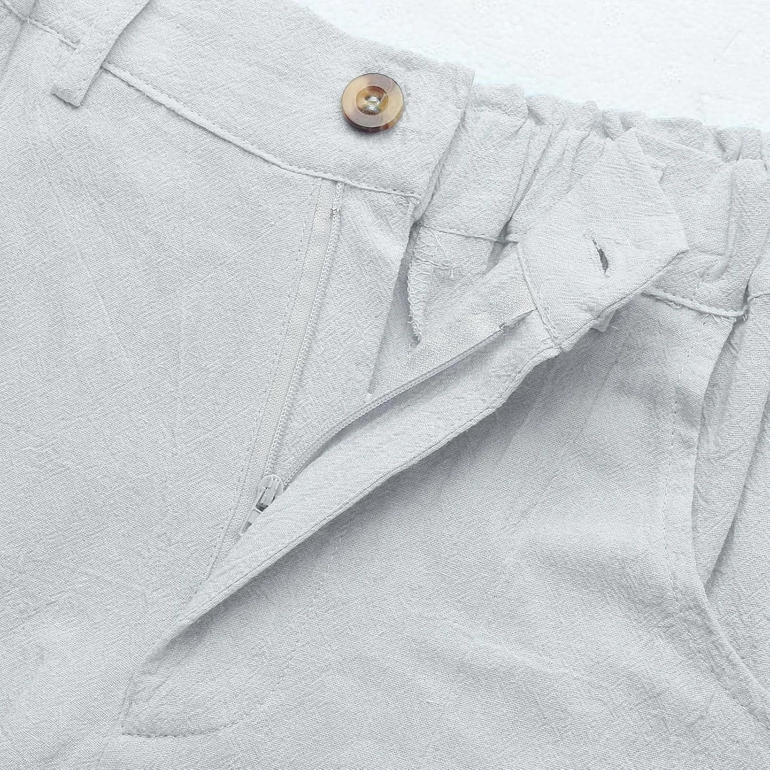 Women Capri Pants Summer Trendy Linen Cropped Trousers with Pockets Wide Leg Loose Lightweight Beach Casual Capris