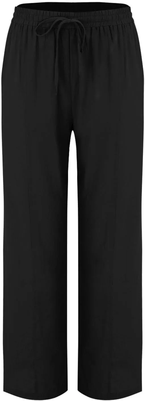 Women Linen Pants Summer Trouser Pant Cotton Blend Drawstring Elastic Waist Pocket Long Wide Leg Linen Pants Women