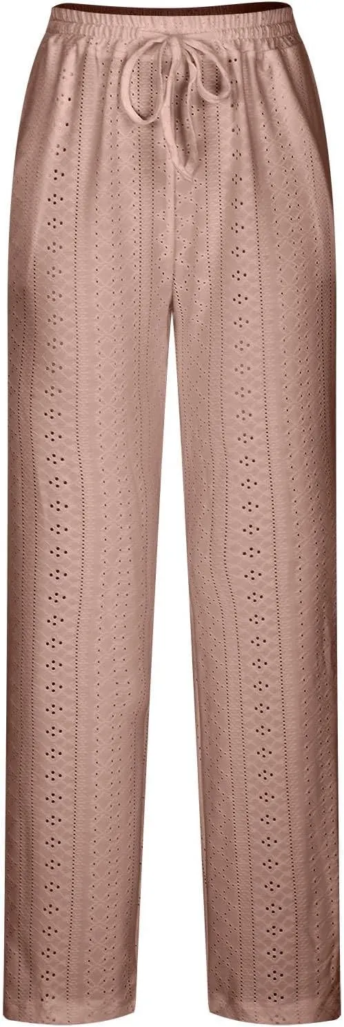Women Pants Summer Linen Wide Leg Pants Women's Linen Pants Summer Casual High Waist Wide Leg Trousers Pant with