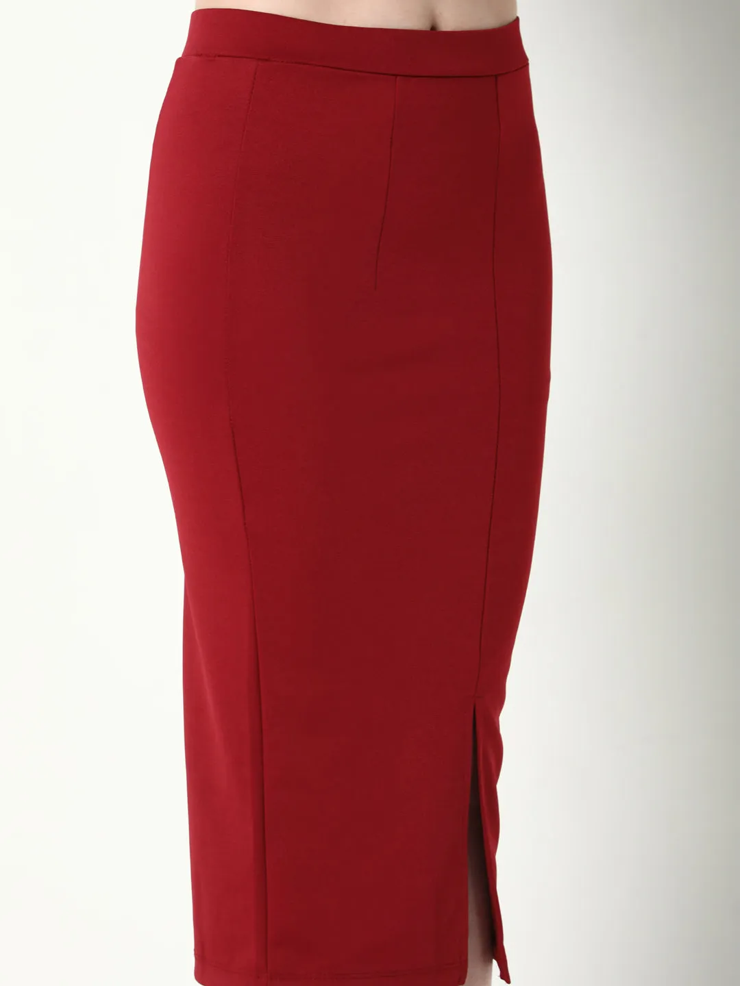 Women Red Pencil Midi Skirts