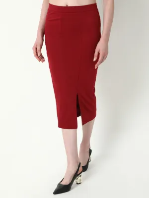 Women Red Pencil Midi Skirts