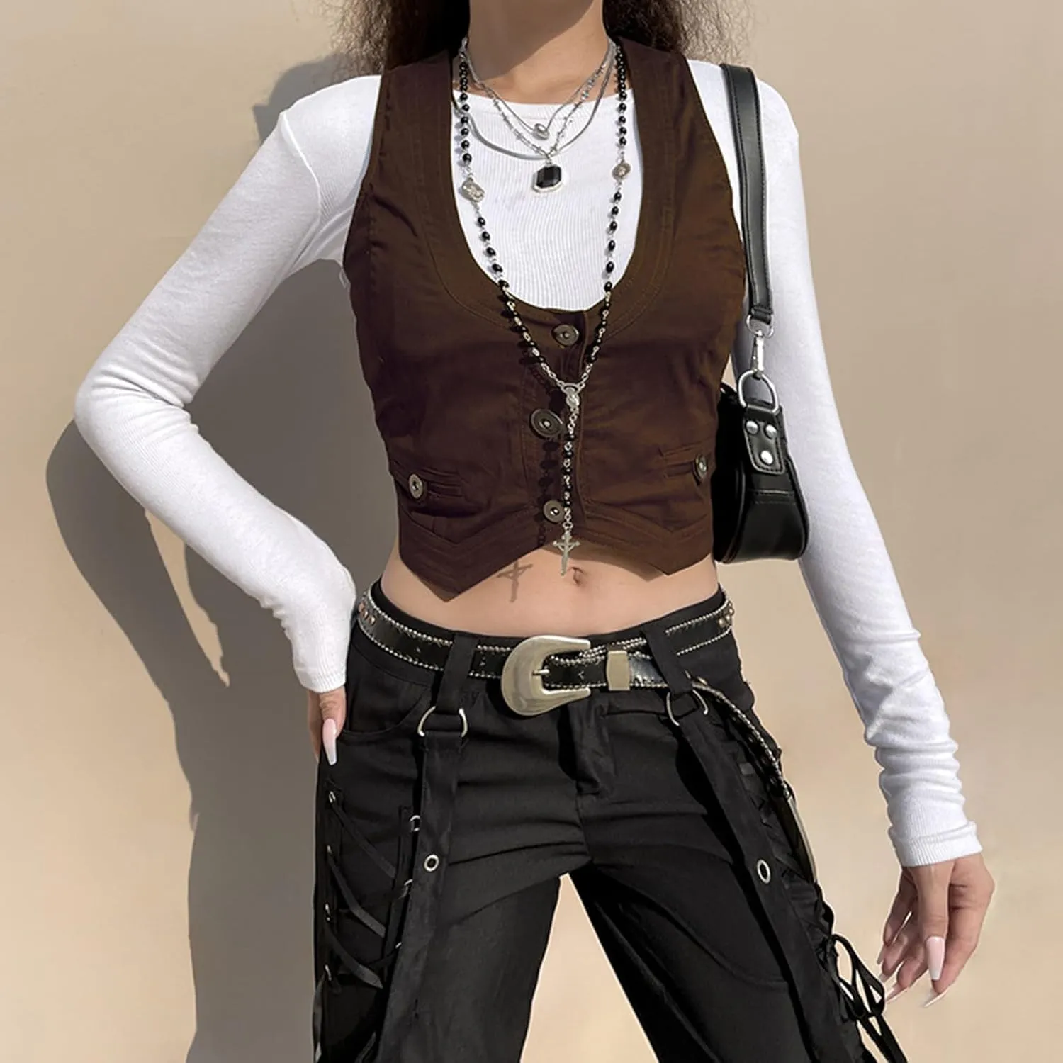 Women Sexy Slim Fit Vintage Button Sleeveless Suit V Neck Halter Jacket Tuxedo Vader Blazer