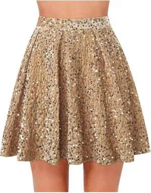 Women Sparkly Sequin Skirt High Waist Glitter Party Club Velvet Skirts Fuzzy Night Out Clubwear Stretch Rave Clothes