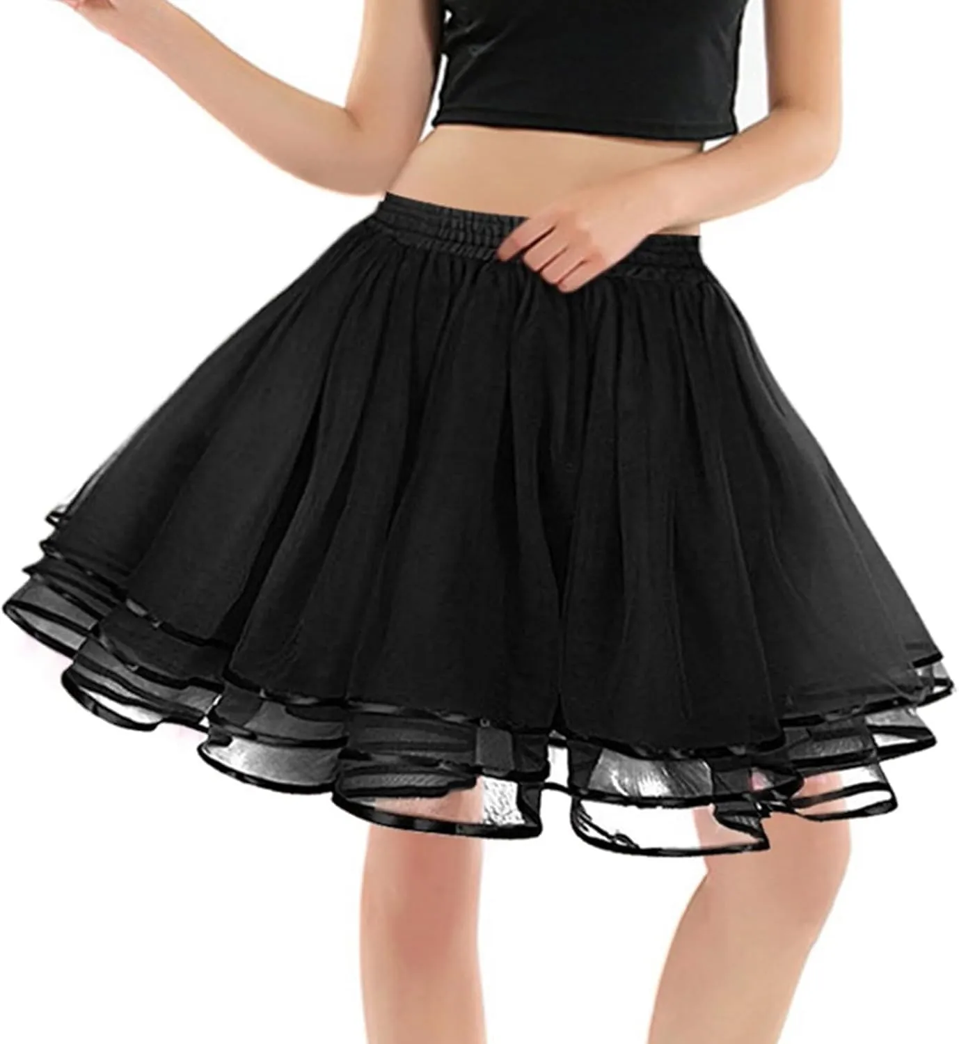 Women's 1950s Petticoat Skirts Tulle Midi Knee Length Skirt Costume Pleated Tulle Petticoat Tutu Puffy Tutu Skirt