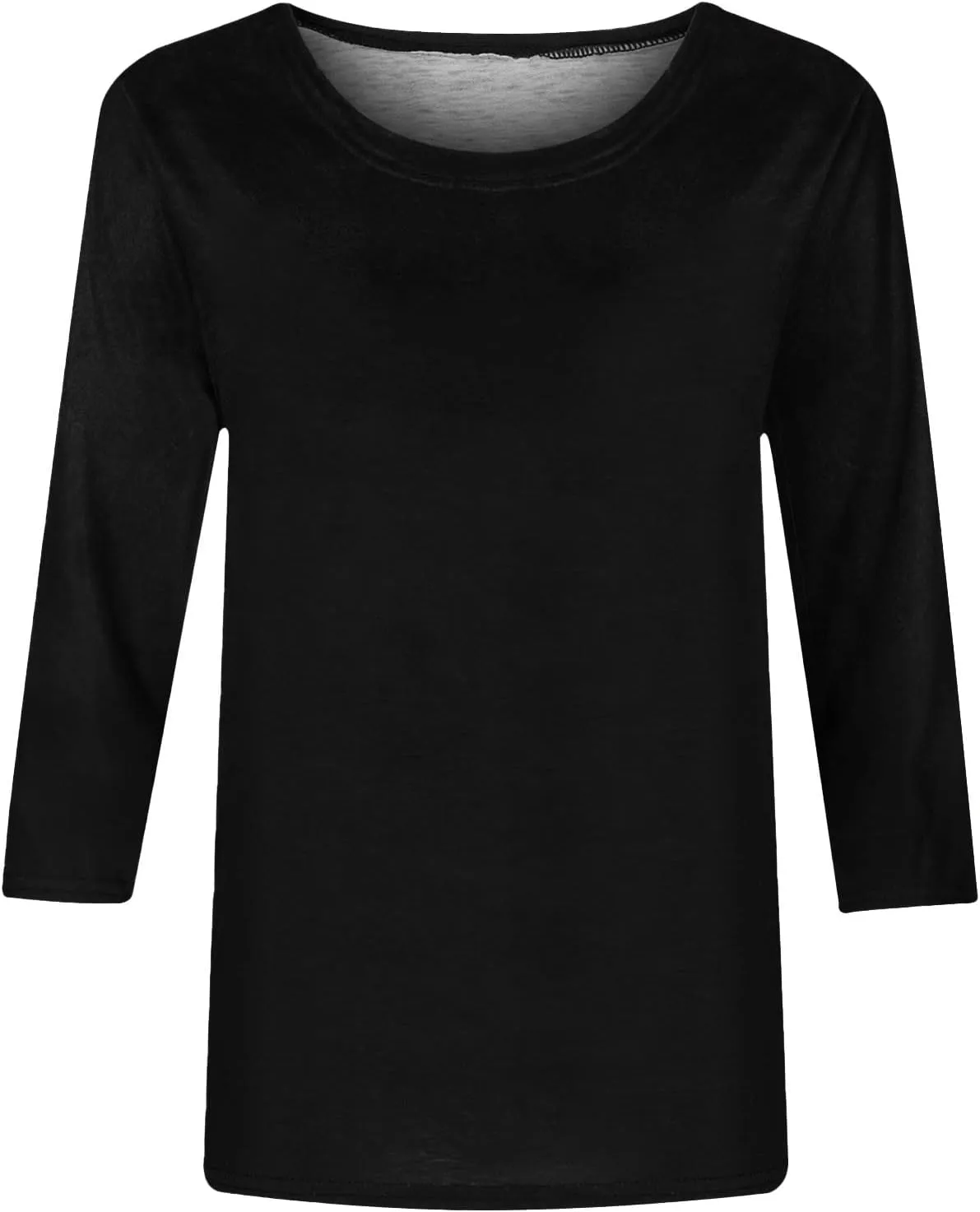 Womens 3/4 Sleeve T-Shirt Plain Pullover Tops Cozy Crewneck Casual Top Three Quarter Length Sleeve T Shirt Soft Basic Blouse