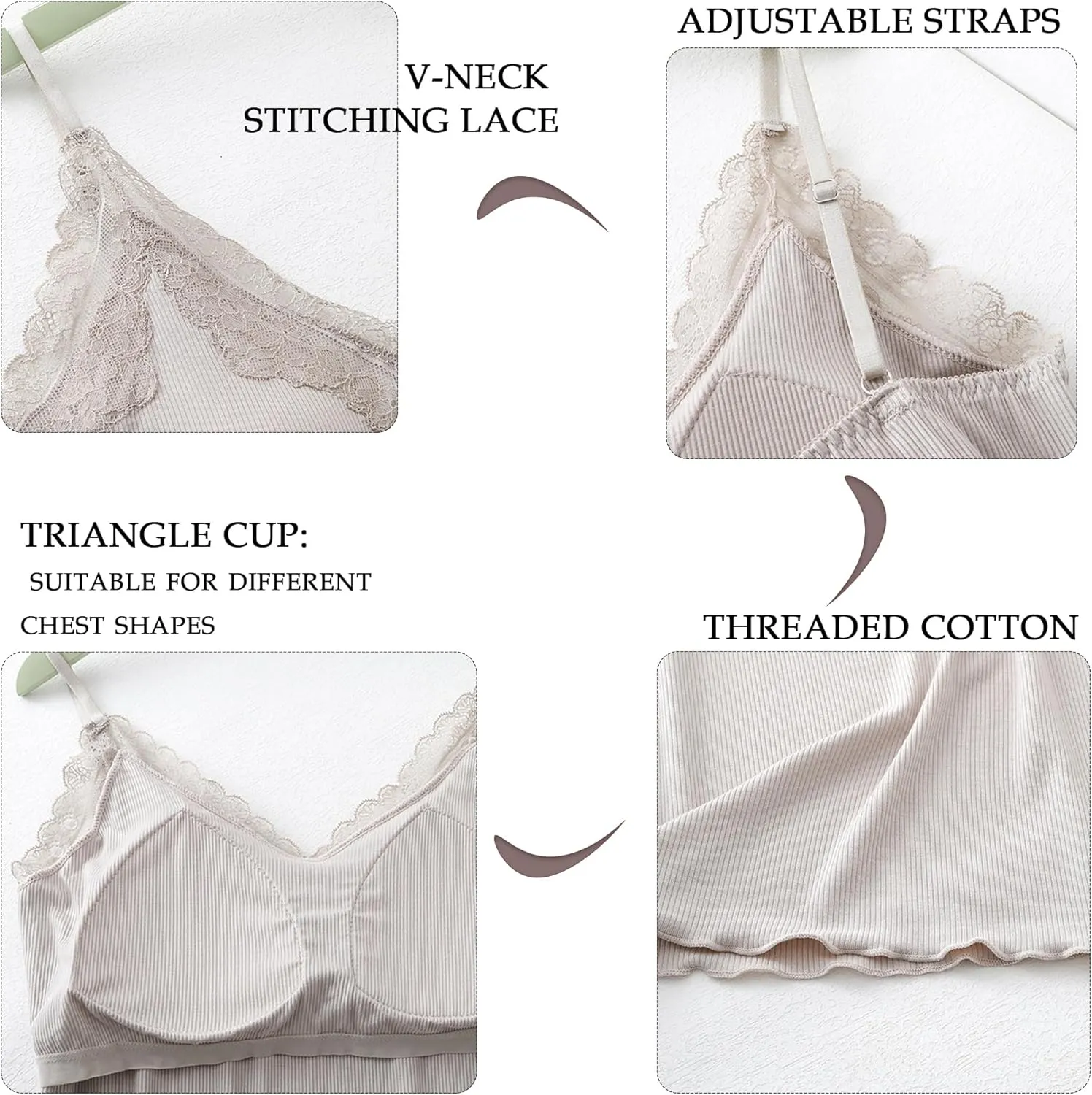 Women's Camisole Tops Built in Padded Bra Adjustable Spaghetti Strap Tank Top V Neck Sleeveless Blouse for Wear Home