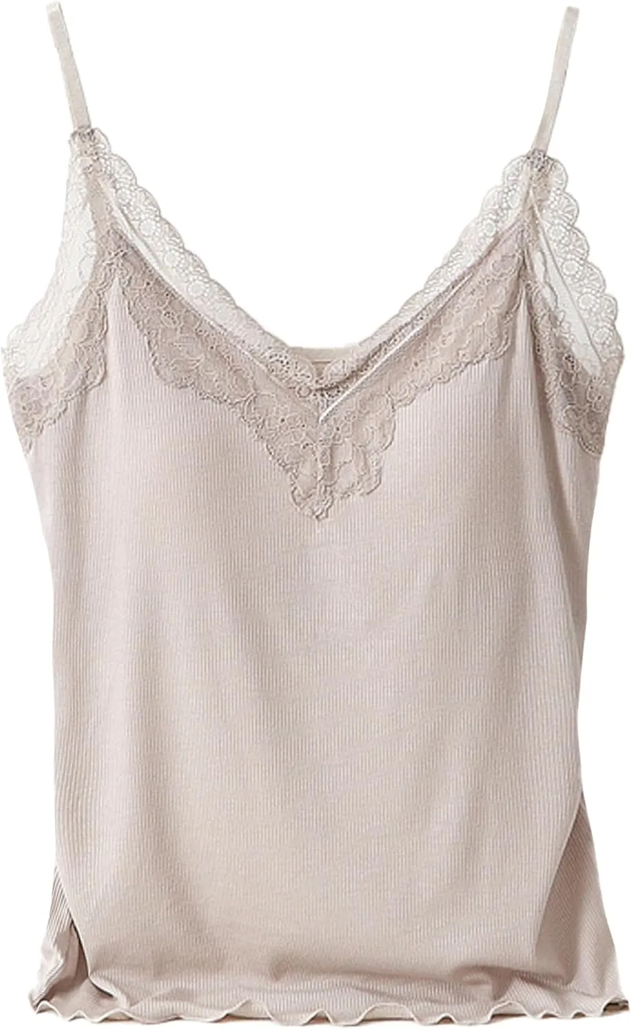 Women's Camisole Tops Built in Padded Bra Adjustable Spaghetti Strap Tank Top V Neck Sleeveless Blouse for Wear Home