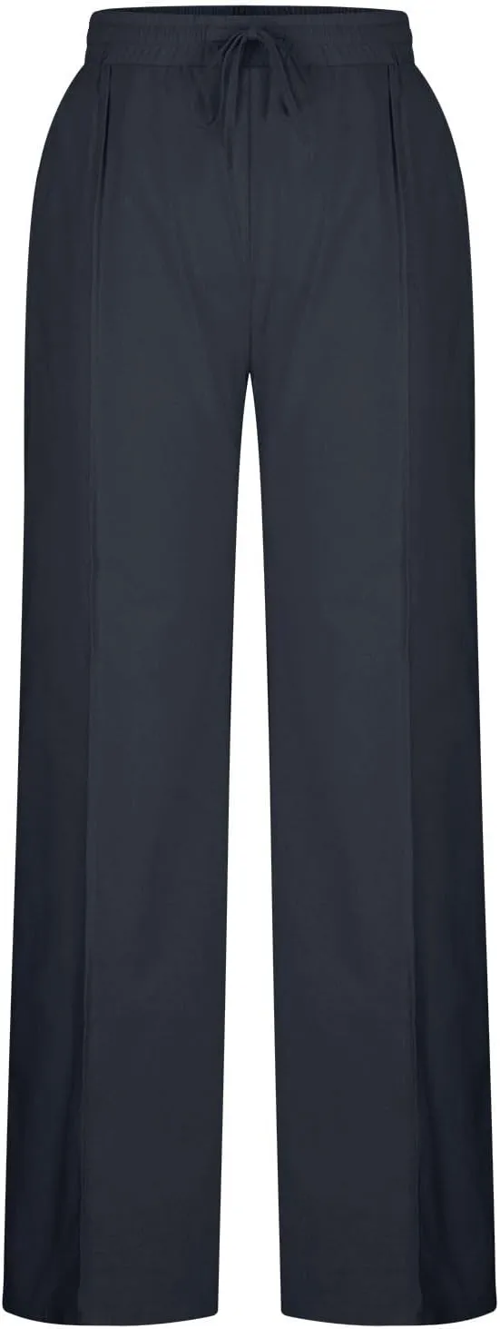 Women's Cotton Linen Pants Summer Casual Wide Leg Pant Loose Drawstring High Waist Palazzo Trousers with Pockets