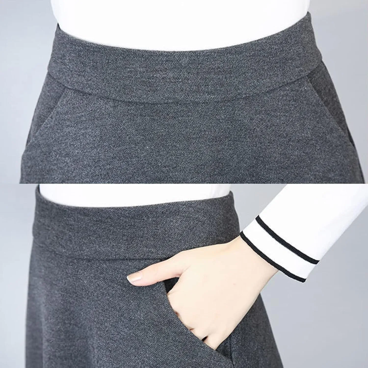 Women's Elastic High Waist Midi Knee Length Pencil Skirt for Women Pleated Cheer Skirt Spring Dresses Midi Skirts