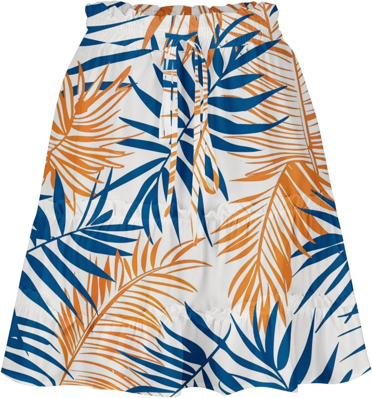 Womens Floral Ruffle Mini Skirts 2025 Summer Skater Short Skirt Elastic Waist Boho Pleated Skirts Trendy Half Dress