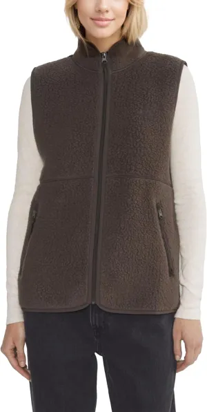 Womens Fuzzy Fleece Vest Casual Warm Sleeveless Zip Up Sherpa Vest Jacket with Pockets for Fall/Winter