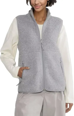 Womens Fuzzy Fleece Vest Casual Warm Sleeveless Zip Up Sherpa Vest Jacket with Pockets for Fall/Winter