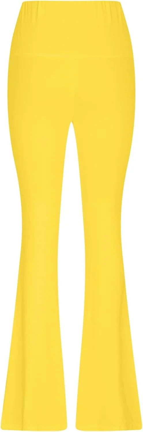 Women's High Waist Yoga Pants Solid Color Flared Trousers Boohoo Straight Leg Stretch Summer Pant for Workout