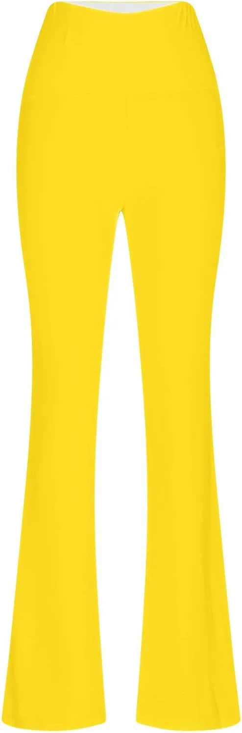 Women's High Waist Yoga Pants Solid Color Flared Trousers Boohoo Straight Leg Stretch Summer Pant for Workout