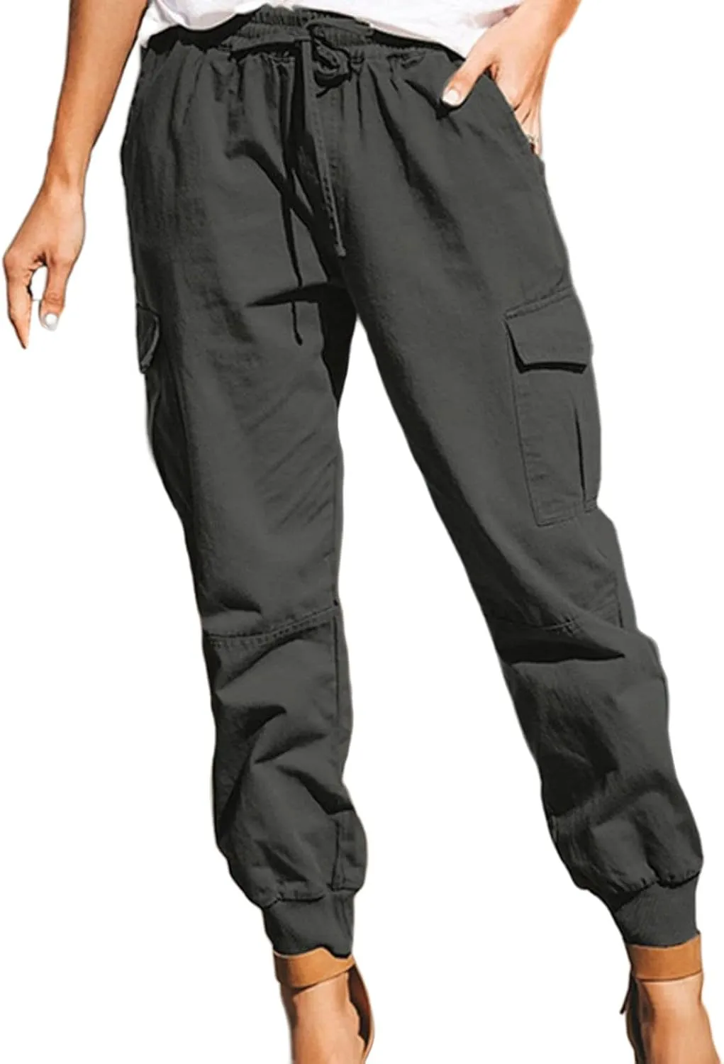 Womens Joggers High Waist Cargo Pants Elastic Waistband Four Pocket Jogger Pants Casual Lounge Trousers 2025