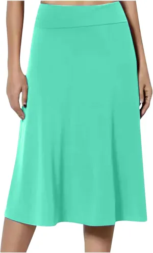 Women's Lightweight A Line Business Skirts High Waisted Comfy Flared Knee Length Skirt Stretch Work Dress