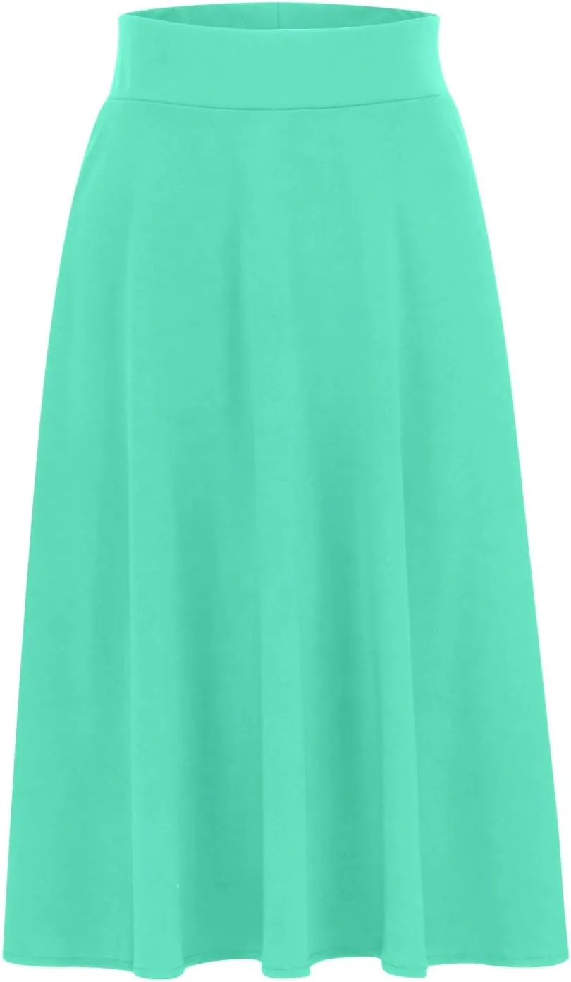 Women's Lightweight A Line Business Skirts High Waisted Comfy Flared Knee Length Skirt Stretch Work Dress