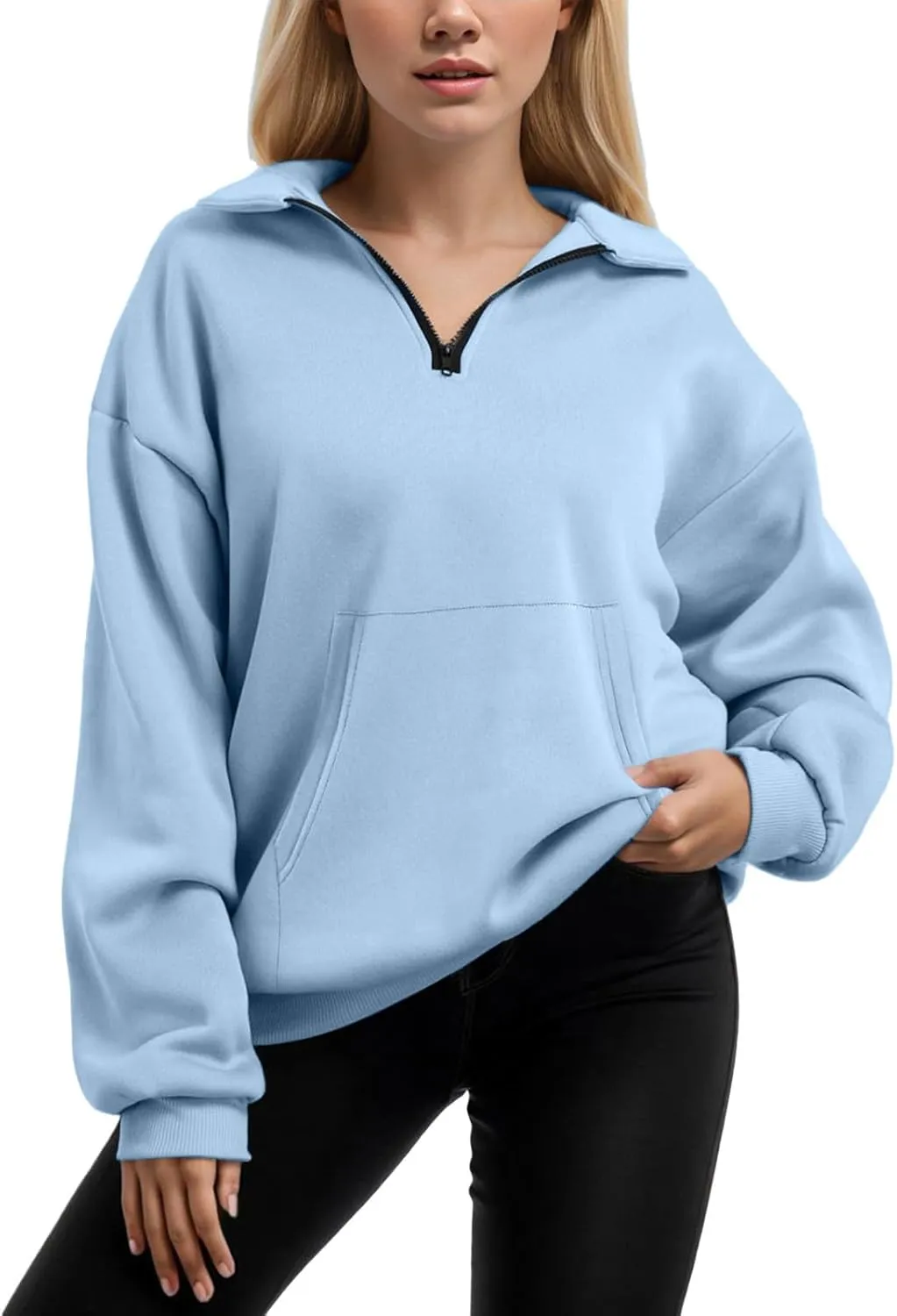 Womens Oversized Sweatshirts Half Zip Pullover Long Sleeve Fall Tops Fashion 2023 Y2k Quarter Zipper Shirt Blouse