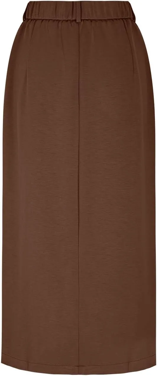 Women's Pencil Skirts Mid Long High Waist A line Midi Skirt Split Hem Skirts for Ladies Office Business Work Dress