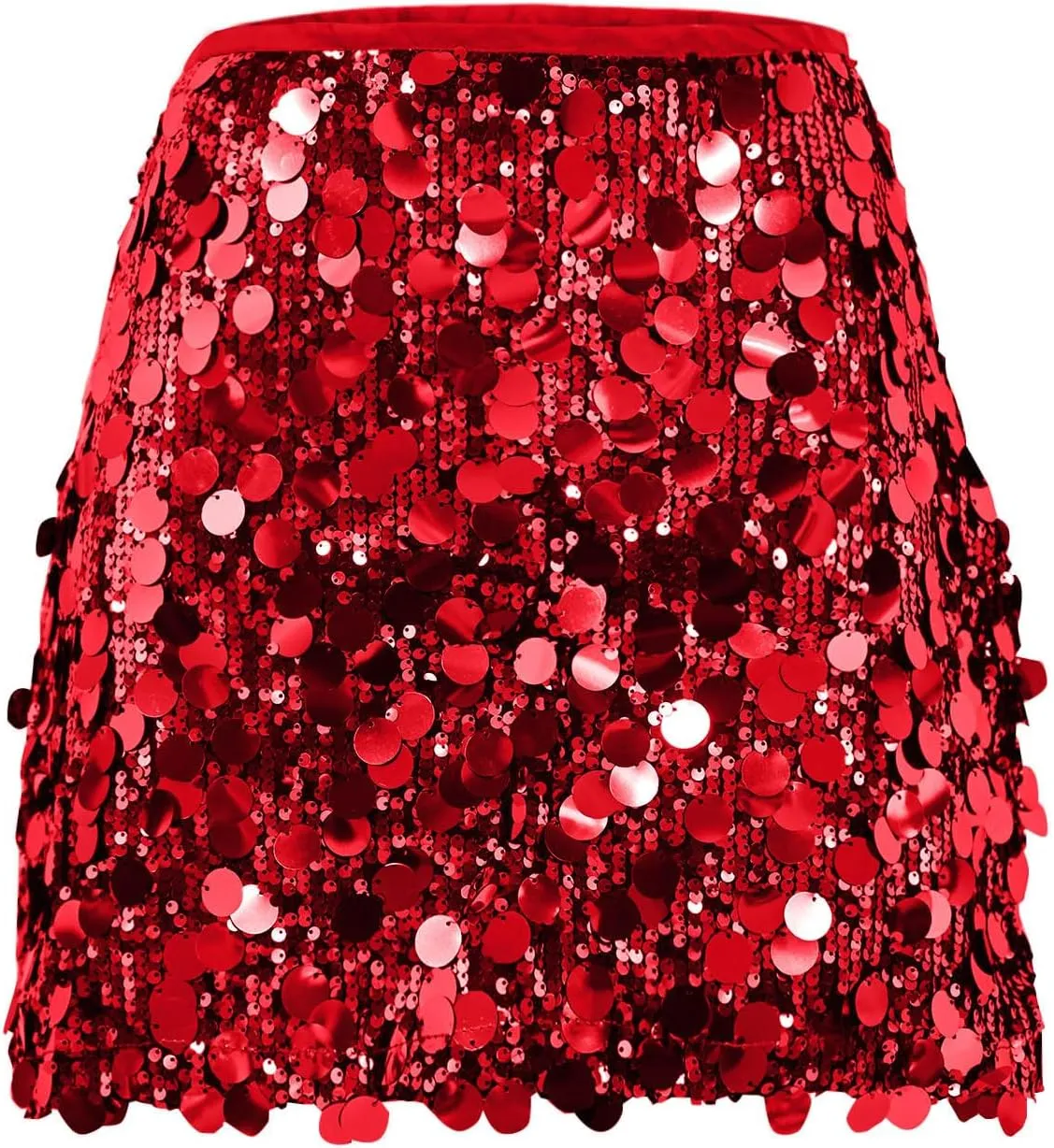 Womens Sequin Skirts Sparkly Glitter Mid-Thigh Length Concert Mini Skirt Shiny Dance Club Rave Party Bodycon Skirt