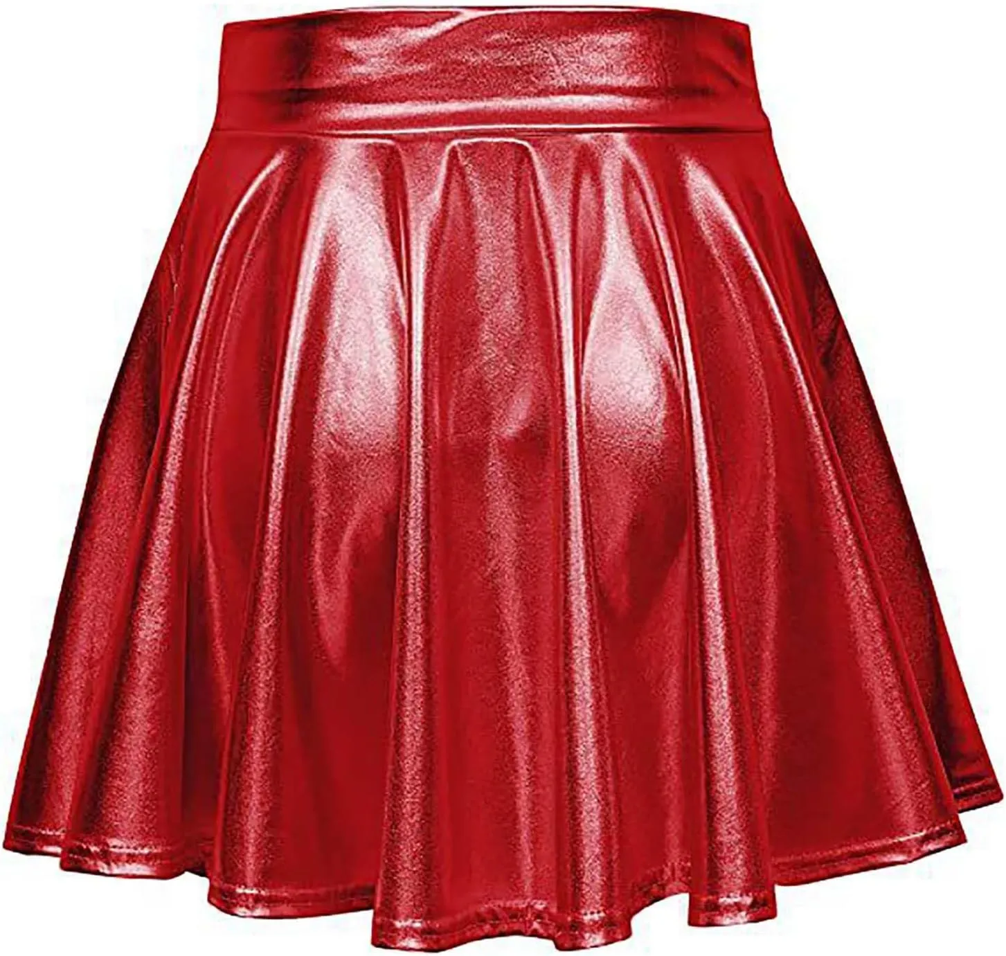 Women's Sexy Faux Leather Pleated Mini Skirt, High Waisted Stage Performance Party Skirt, Outdoor Skate Skirts
