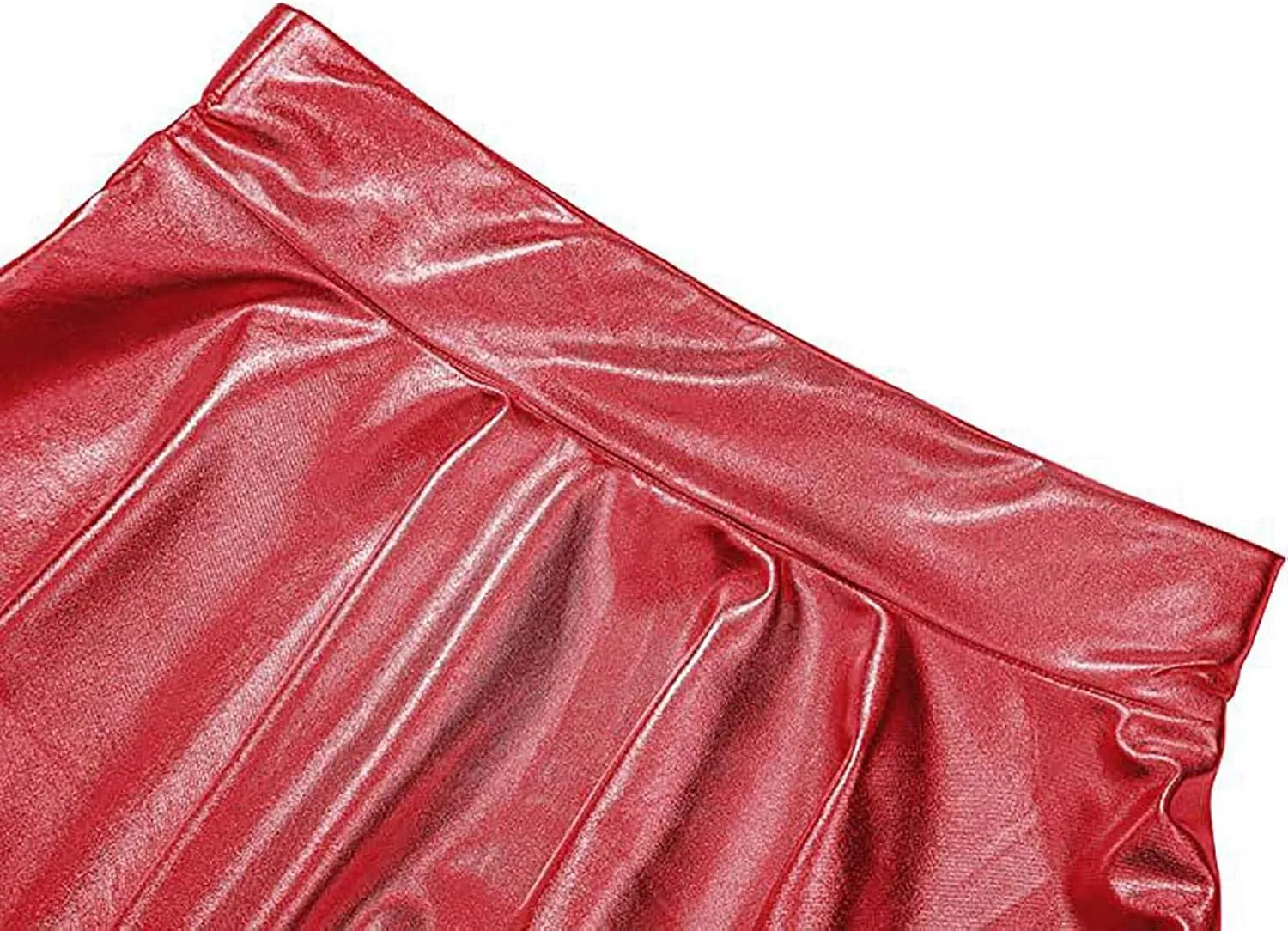 Women's Sexy Faux Leather Pleated Mini Skirt, High Waisted Stage Performance Party Skirt, Outdoor Skate Skirts