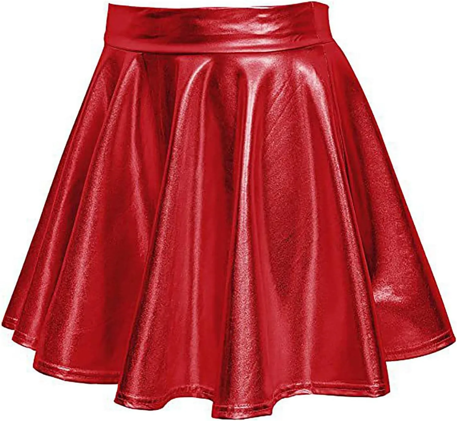 Women's Sexy Faux Leather Pleated Mini Skirt, High Waisted Stage Performance Party Skirt, Outdoor Skate Skirts