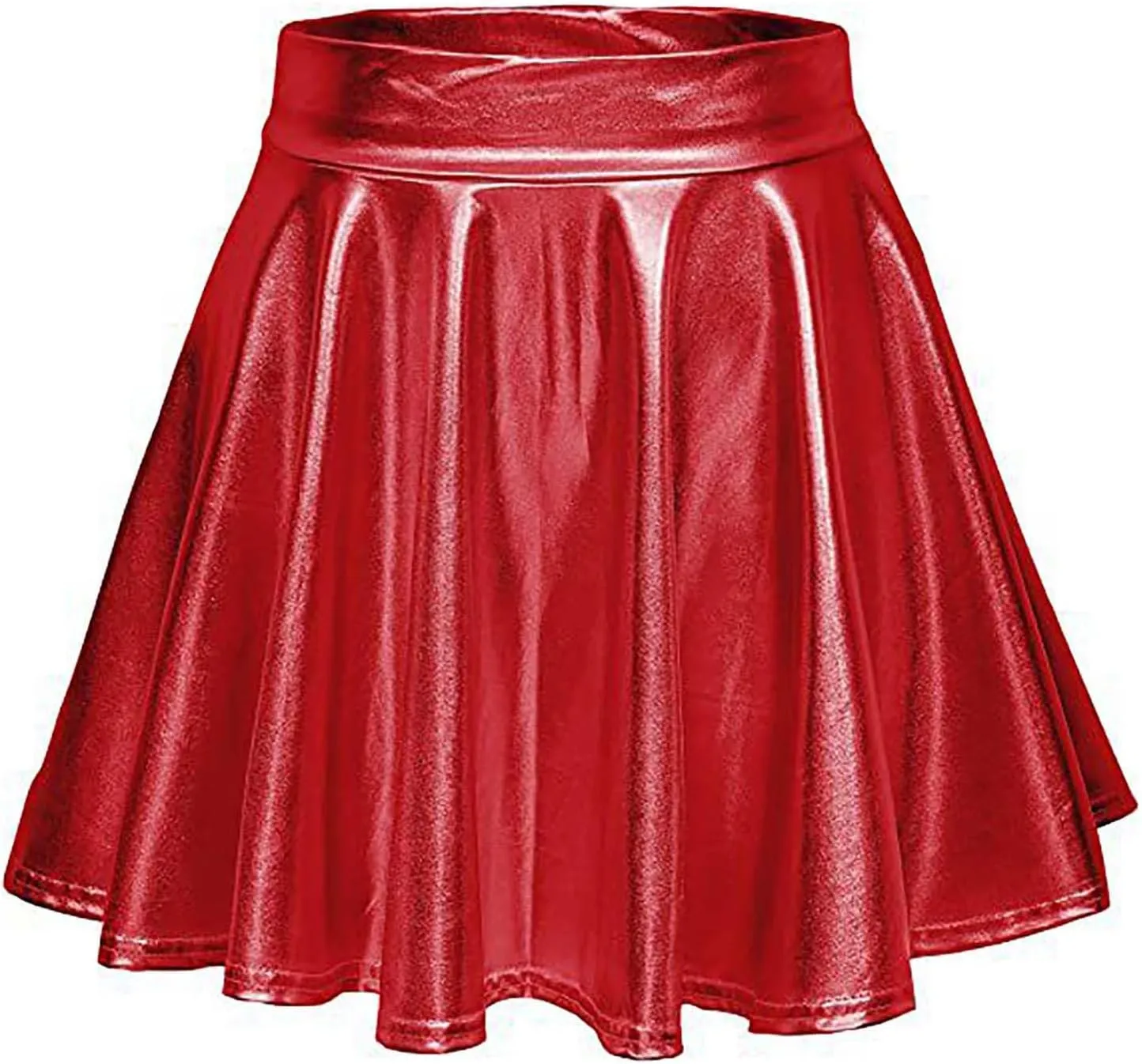 Women's Sexy Faux Leather Pleated Mini Skirt, High Waisted Stage Performance Party Skirt, Outdoor Skate Skirts
