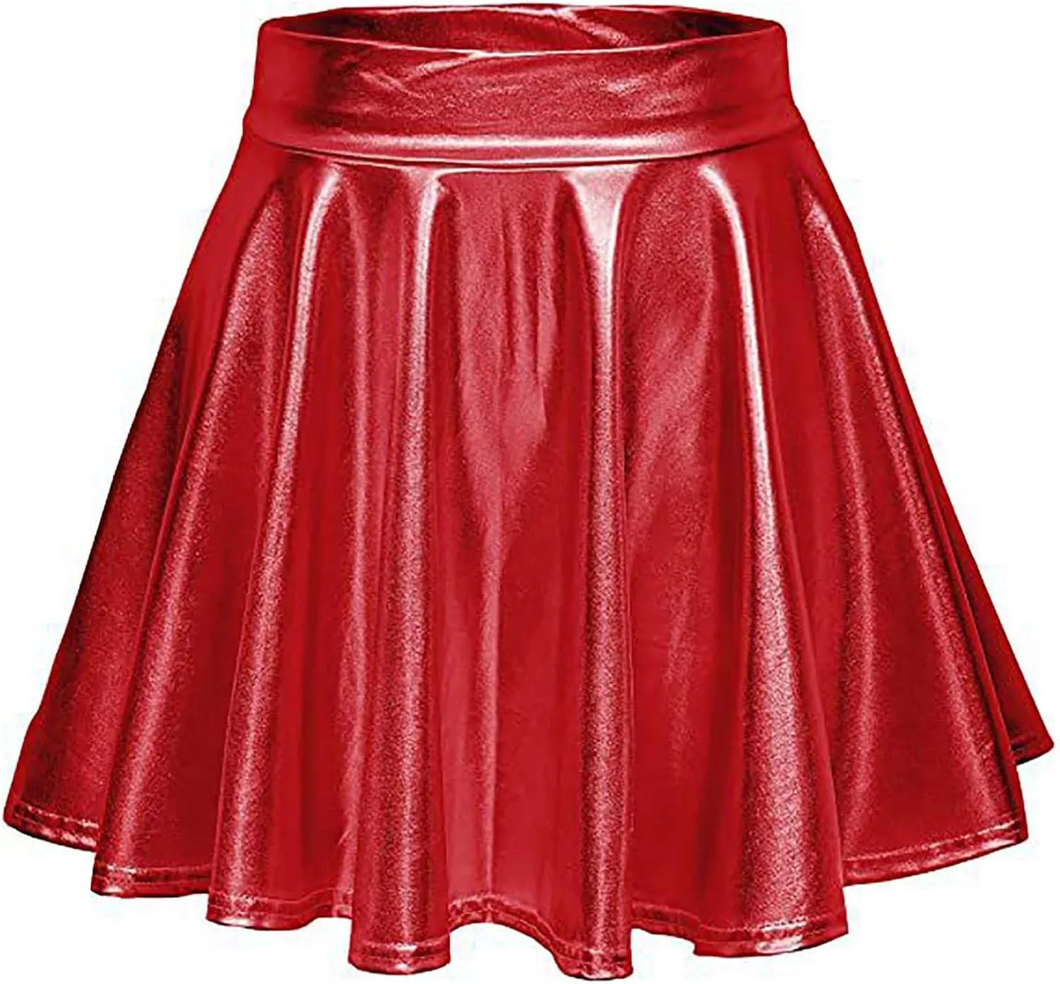 Women's Sexy Faux Leather Pleated Mini Skirt, High Waisted Stage Performance Party Skirt, Outdoor Skate Skirts
