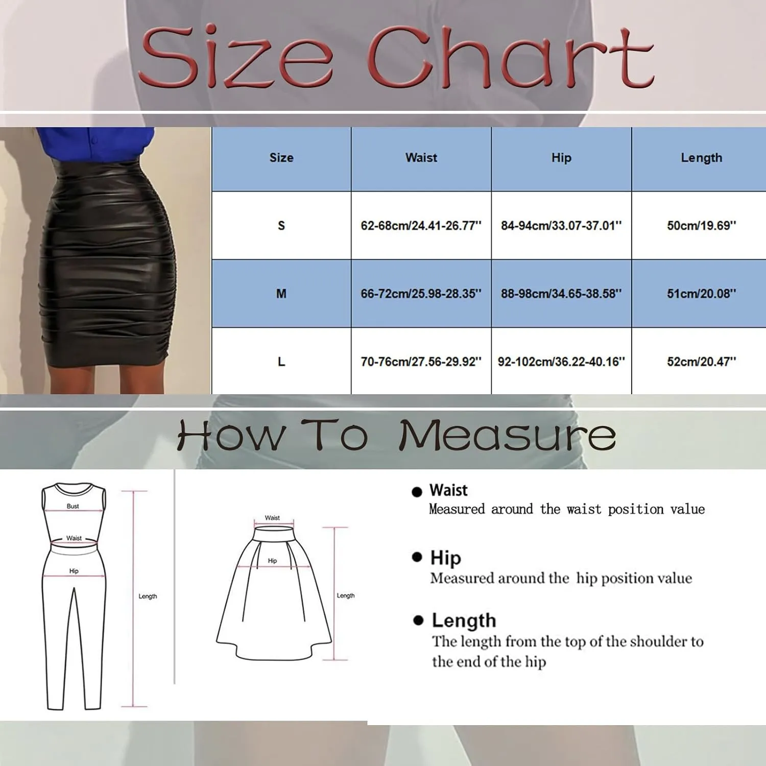 Women's Skirts Women's Fashion High Waist Pleated Solid Color PU Bodycon Midi Skirt