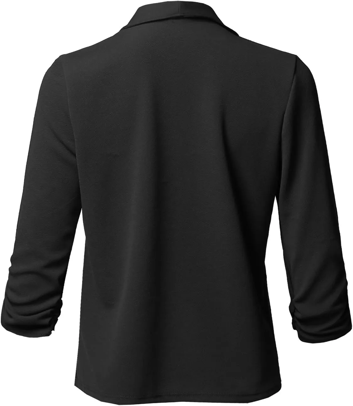 Women's Stretch 3/4 Gathered Sleeve Open Blazer Jacket