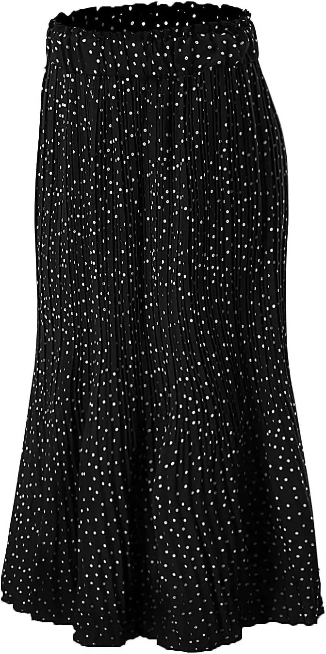 Women's Summer Maxi Skirts Women's Elegant Long Maxi Skirt Dot Women's Pleated Midi Casual Waist Maxi Skirt