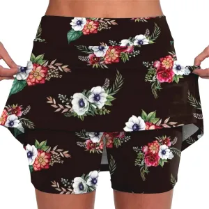 Womens Tennis Skirts with Pockets Tummy Control Floral Print Mini Skirt Workout Running Athletic Sports Golf Skorts Plus Size