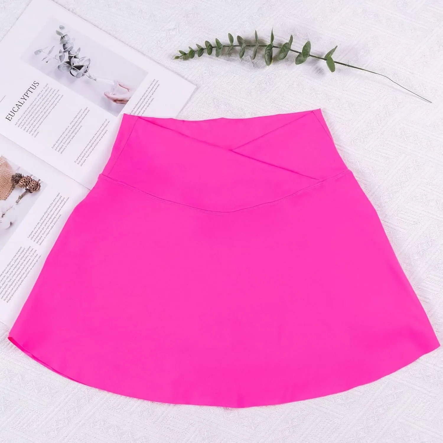 Womens Tennis Skirts with Shorts Cross Elastic High Waisted Tummy Control Golf Skort Gym Workout Skirts with Pocket