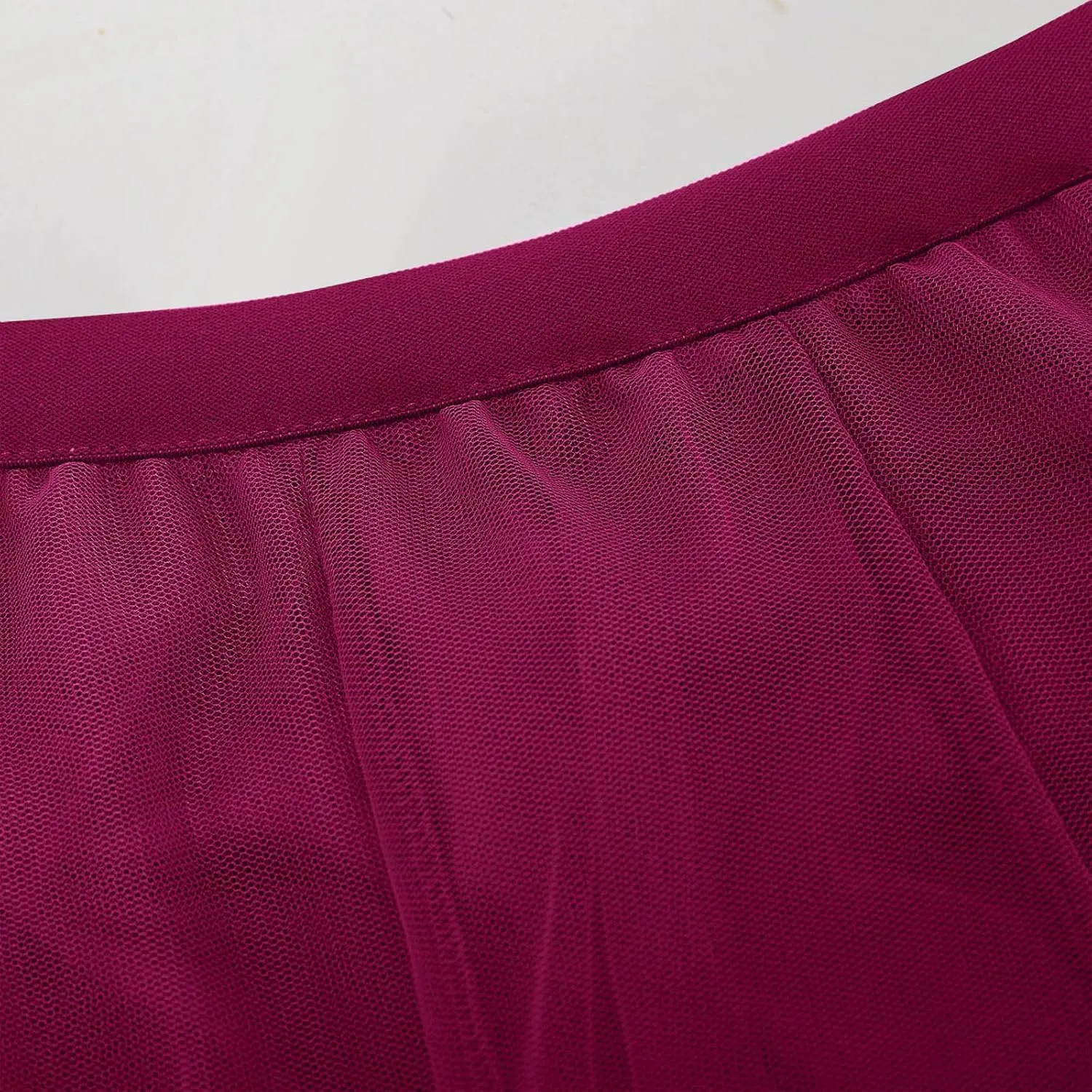 Womens Tulle Skirt Elegant Pleated Skirt for Women Midi Length Elastic Waist Skirts Party Evening A Line Tutu Skirts
