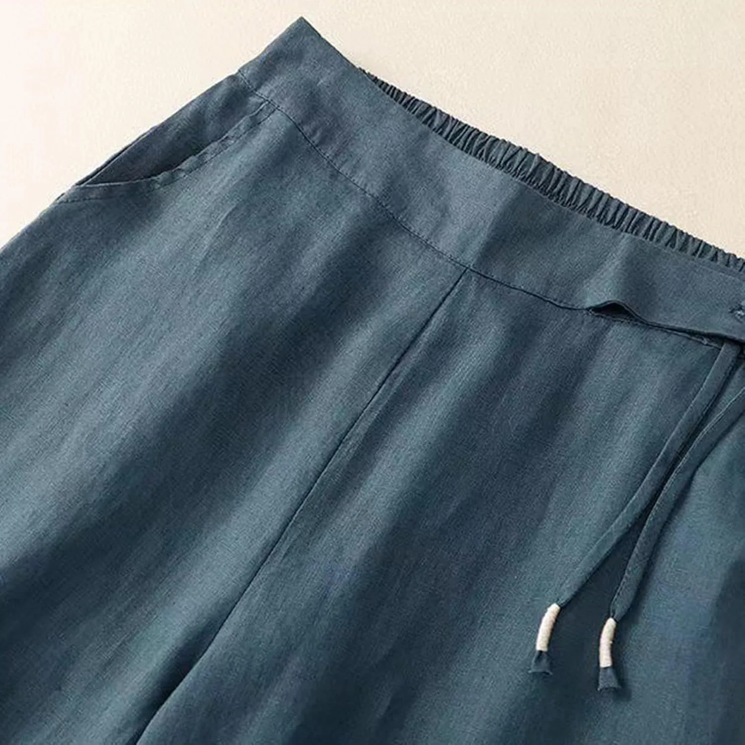 Womens Wide Leg Capris Linen Cropped Trousers Pants High Waist Baggy Palazzo Pant Lightweight Summer 2025 Trendy Pants