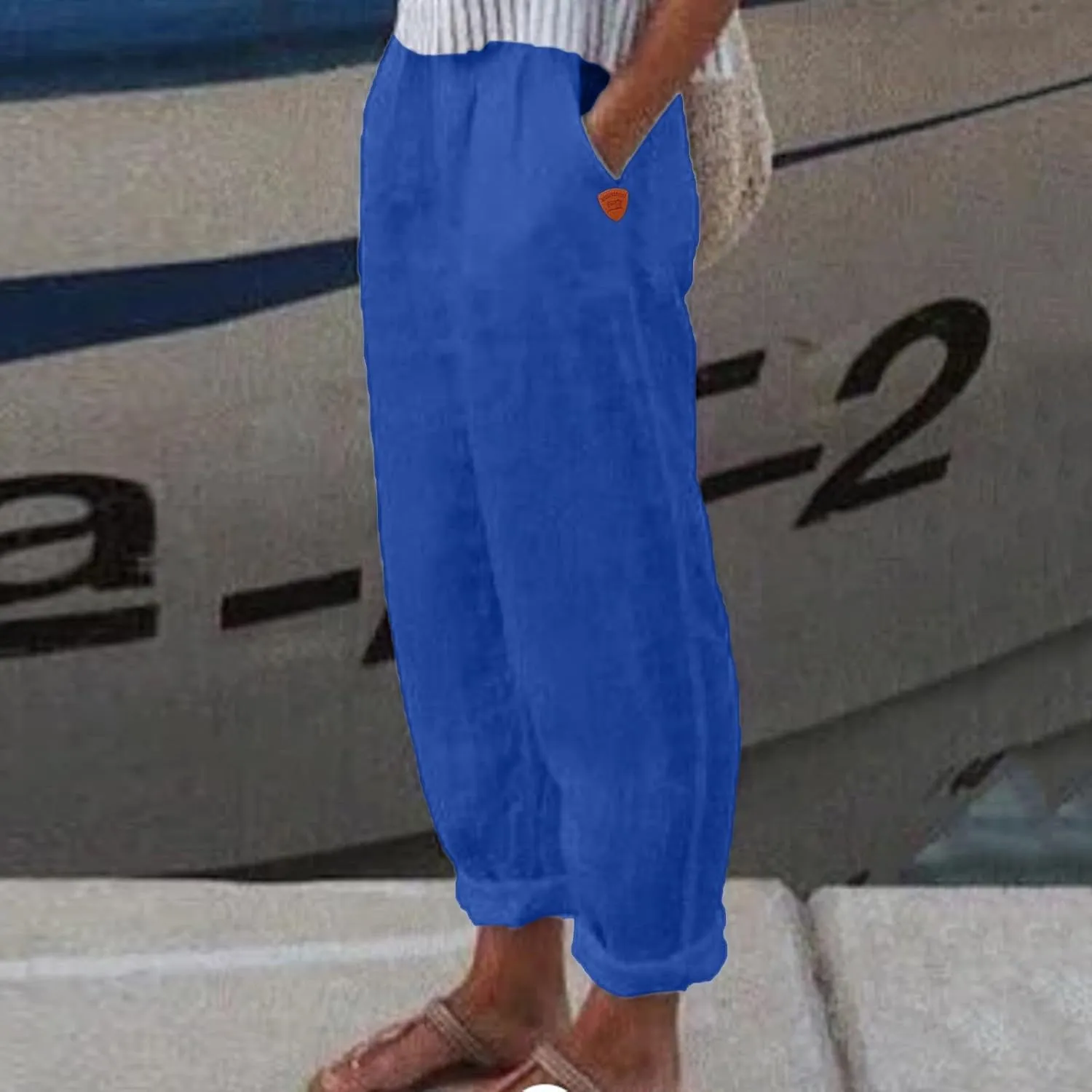 Womens Wide Leg Cotton Linen Pants Summer Casual High Waist Lightweight Lounge Slacks Oversized Beach Baggy Trousers