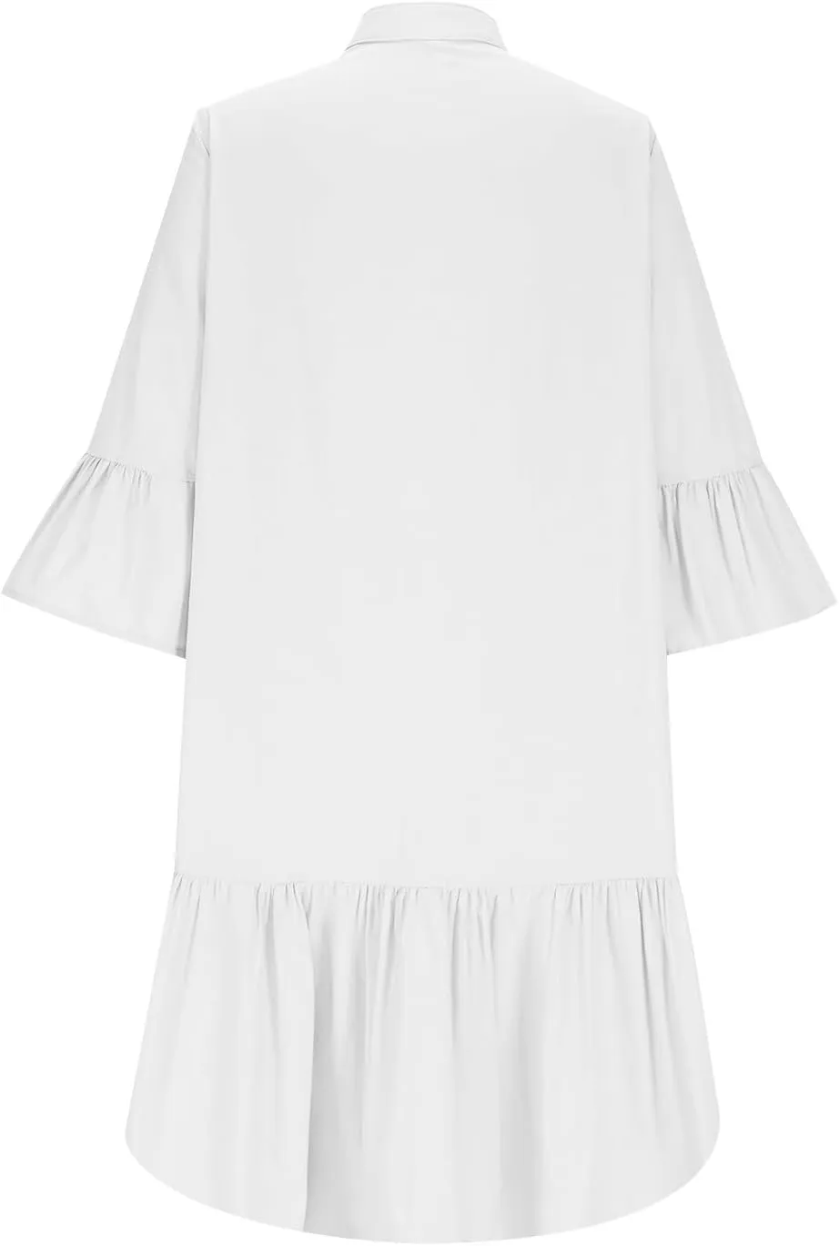 XUNRYAN Women's Summer Button Up Shirt Dress Casual Short Sleeve Blouse Dressy Tiered Ruffle Mini Dresses Beach Sundress