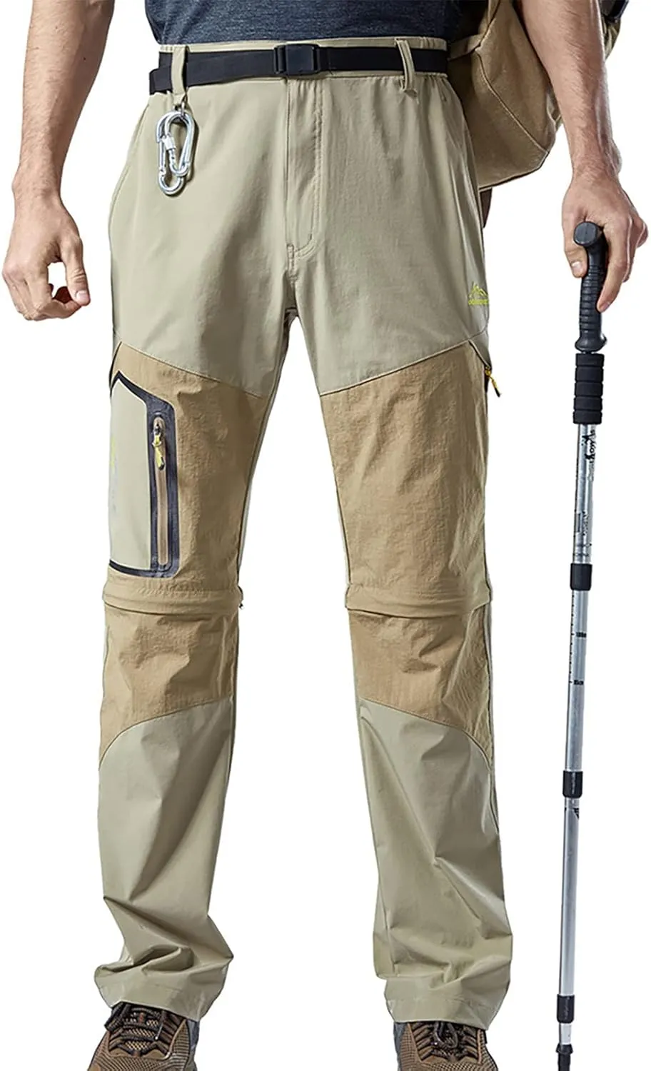 Ymosrh Khaki Jeans for Men are Thickened with Velvet, Outdoor Mountaineering, Multi Pocket Long Pants Mens Stretch