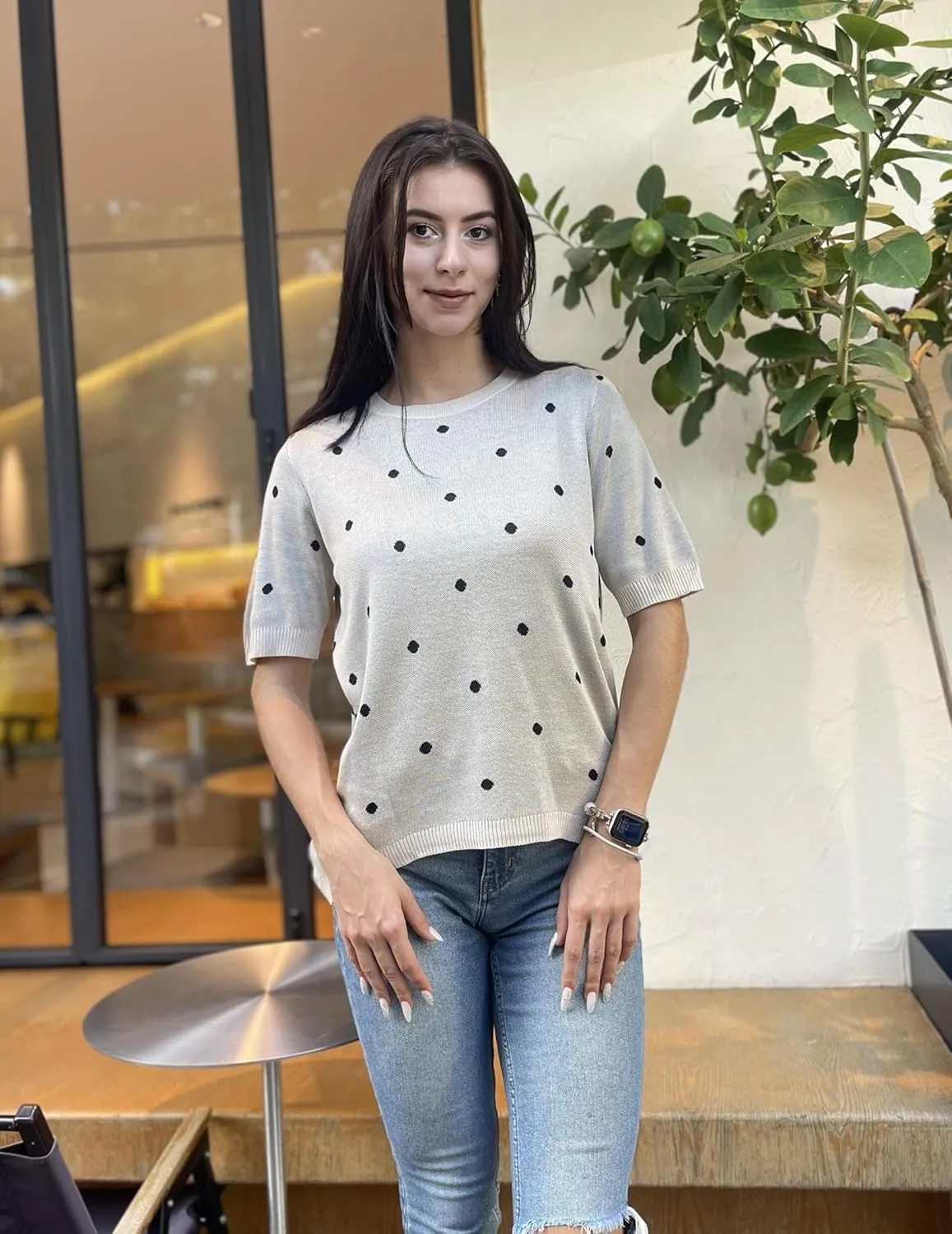Zeagoo Womens Summer Tops Dressy Casual Short Sleeve Sweaters Crew Neck Lightweight Knit Tops Loose Blouse Basic Shirts
