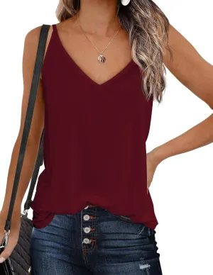 Zeagoo Womens V Neck Camisole Tank Top Strap Sleeveless T Shirt Casual Loose Vest Blouse - S-XXL