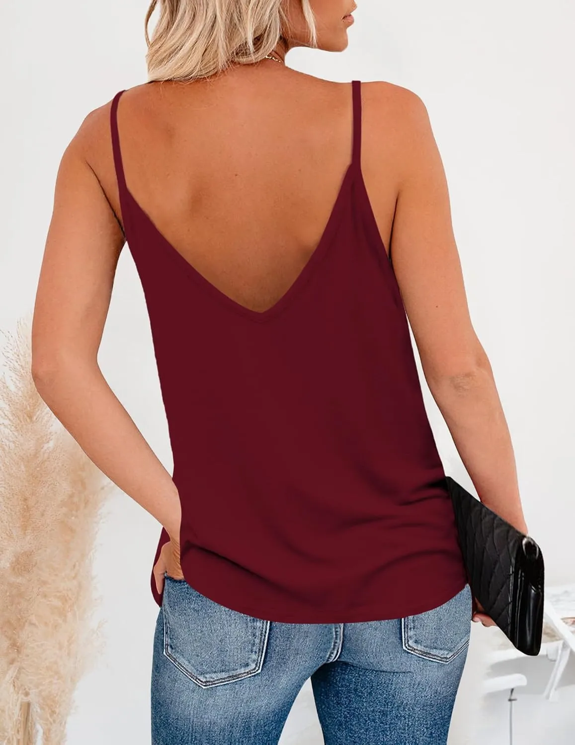 Zeagoo Womens V Neck Camisole Tank Top Strap Sleeveless T Shirt Casual Loose Vest Blouse - S-XXL